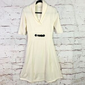 Calvin Klein Dress Women's Shawl Collar Sweater Black Fit and Flare Knit Lined